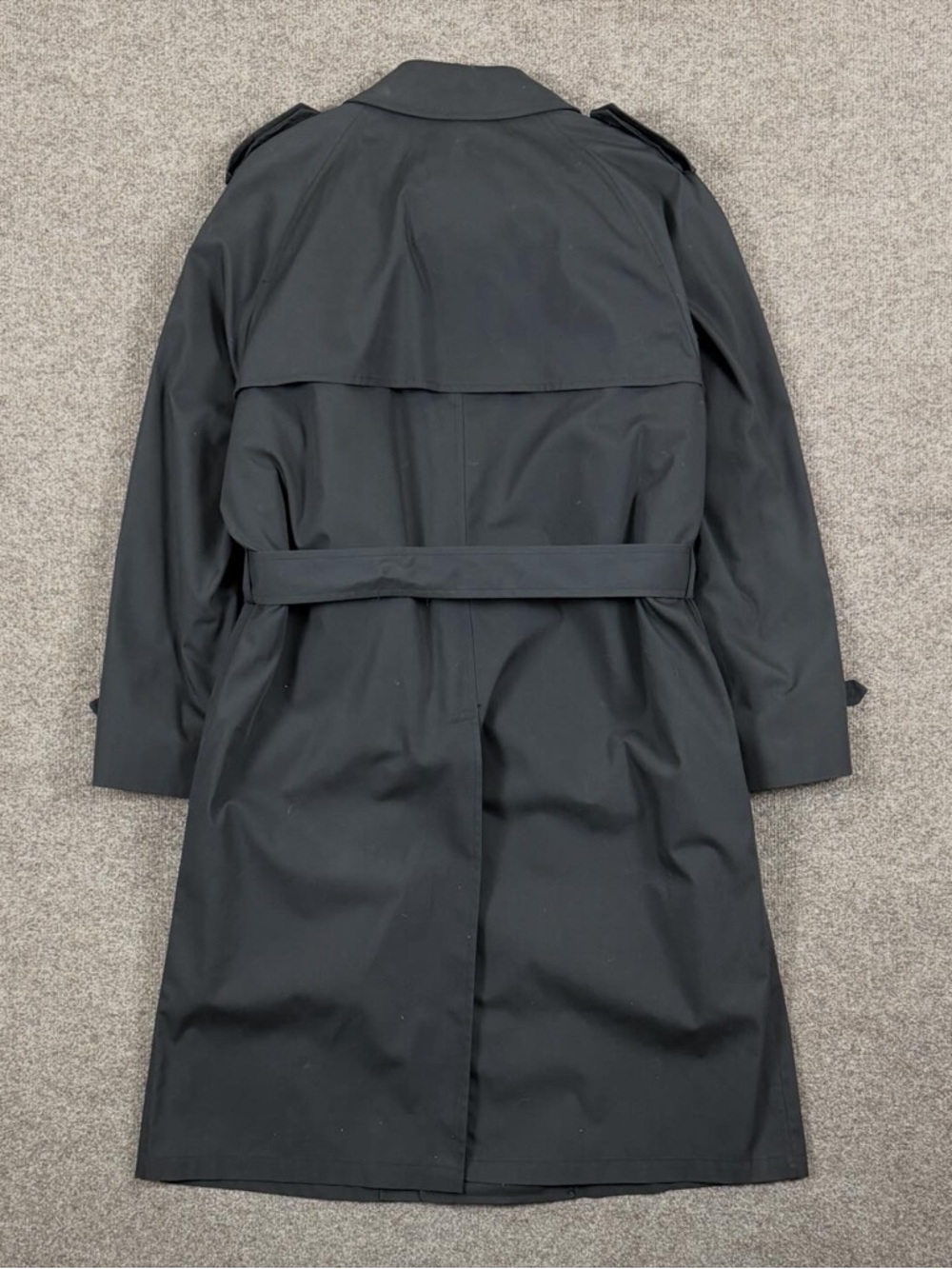 Vintage London Fog Black Long Double Breasted Belted Trench Coat Men’s 42 Large - Picture 2 of 10